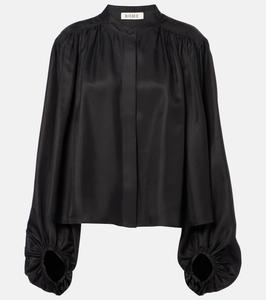 Плиссированная шелковая блузка Róhe, черный