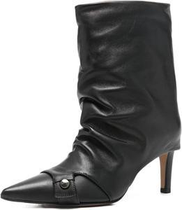 Женские ботильоны Olomisa с заостренным носком, на шпильке, свободного кроя с заклепками и ремешками, Black