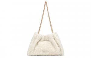 Плюшевая сумка-шоппер большая женская кремово-молочного белого цвета CHARLES&KEITH