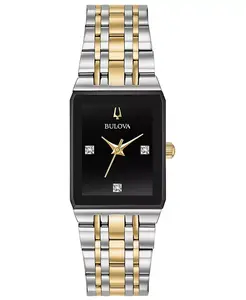 Женские часы Futuro с бриллиантовыми вставками и двухцветным браслетом из нержавеющей стали, 20.5x32 мм Bulova