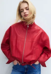 Куртка из искусственной кожи с поясом Stradivarius, Red