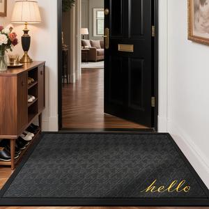 Dajiang Ковер 90х150 см для прихожей, стираемый, износостойкий, с градиентным узором "гусиная лапка", лазерная вышивка, противоскользящий