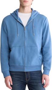 Мужская флисовая толстовка с капюшоном Calvin Klein с архивным логотипом и свободным кроем на молнии, Blue Horizon