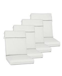 Комплект подушек для обеденных стульев на открытом воздухе, 37"x20"x28" (высокая спинка, завязки и молния), 4 штуки Aoodor, Light Grey