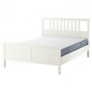 Каркас кровати с матрасом HEMNES IKEA, 180x200 см, цвет white stain/valevåg extra firm