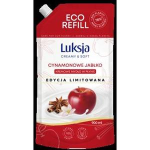 Luksja, Creamy & Soft, жидкое кремовое мыло с ароматом корицы и яблока, сменный блок, 900 мл