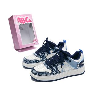 Нескользящие амортизирующие низкие кроссовки для скейтбординга, увеличивающие рост, унисекс ABCIO, White Blue