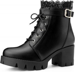Женские ботинки Perphy Goth на платформе с кружевами и массивным каблуком, Black