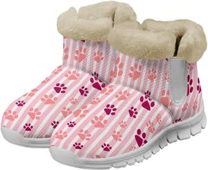 Женские зимние ботинки Women's Paw Prints с пушистой флисовой подкладкой, теплые, противоскользящие, для улицы, размер США 6-12 Fuxowvby, Paw Prints Pink