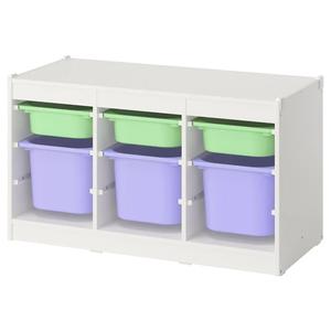 Комбинация для хранения с ящиками TROFAST IKEA, 99x44x55 см, цвет white light green/lilac