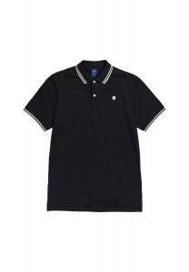 Мужская рубашка-поло - Dunda Slim Stripe Polo, планка на пуговицах, натуральный хлопок G-STAR RAW, черный