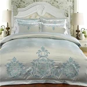 YUSIWOAL Комплект постельного белья король серебристый хлопок китайский стиль с вышивкой красный 400 нитей