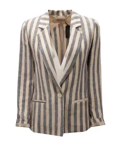 Льняной жакет с подкладкой на рукавах Twinset, мультиколор