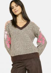 Джемпер LolaLiza STRIPED EMBROIDERED , Brown Dark Chocolate/Brown