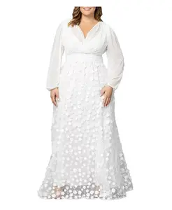 Свадебное платье больших размеров с длинными рукавами «Зачарованный сад» Kiyonna, белый