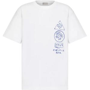 Dior Мужская белая футболка с круглым вырезом, умеренно прямой крой