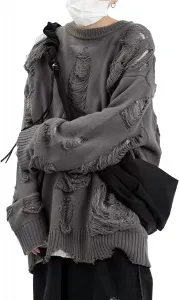 Мужской свитер Two-in-One Distressed зимний тяжелый вязаный оверсайз