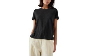 Футболка с круглым вырезом из 100% льна UNIQLO, черный