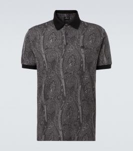 Поло из хлопка с узором пейсли Etro, Print On Black Base