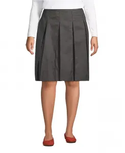 Юбка больших размеров с плиссировкой, выше колена Lands' End, серый