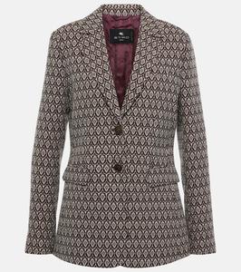 Пиджак из хлопковой смеси с принтом Etro, Multicolour On Beige Base