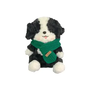 Милые плюшевые куклы щенков бордер-колли в праздничных колпачках высота 23см/30см OU DI PIG, зеленый