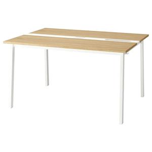 Стол для совещаний MITTZON IKEA, 140x108x75 см, цвет oak veneer/white