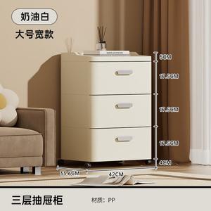 Yu Senyi Комод 42 см для офиса из массива дерева, 5 ящиков, с выдвижными полками и колесиками, кремово-белый