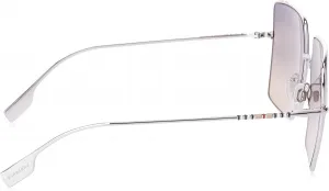 Солнцезащитные очки BURBERRY BE 3133 1005G9, квадратная форма, серебристый металлик, светло-коричневые линзы с серым градиентом, Grey