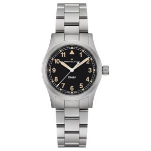 Hamilton Часы Khaki Field Quartz Movement Unisex Watch 33mm Black Dial Stainless Steel Case Stainless Steel Watchband, Black Dial