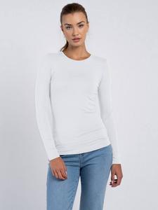 Шелковый топ с длинными рукавами и круглым вырезом Celtic & Co., Chalk White