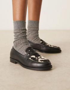 Лоферы Walk London Rhea Saddle с коровьим принтом