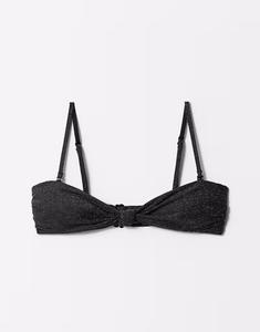 Бикини-топ-бандо с узлом спереди, золотыми блестками и съемными подкладками черного цвета & Other Stories