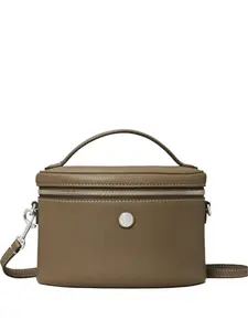 Косметичка с верхней ручкой из кожи с зернистой текстурой Tory Burch, коричневый