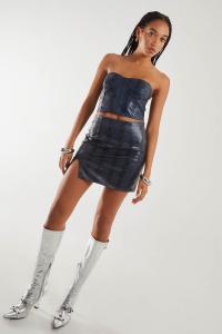 Топ-бандо из искусственной кожи со змеиным принтом Pink Vanilla, синий