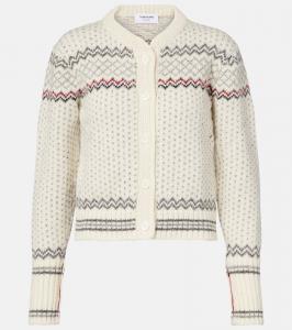 Кардиган из шерсти и мохера в стиле Fair Isle Thom Browne, White