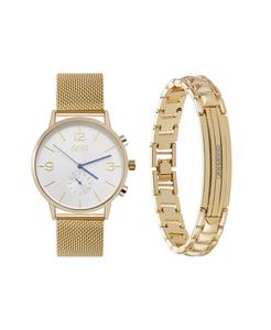 Мужские аналоговые часы-браслет из металлического сплава золотистого цвета, 42 мм, комплект браслетов Jones New York