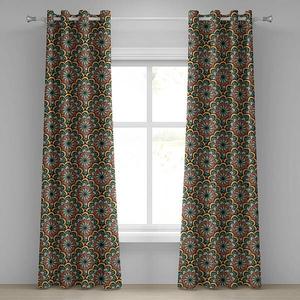 Занавеска с люверсами Abakuhaus Mandala Flowers 2 шт, 280x225x0,5 см цвет braun grün und gelb