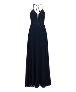 Элегантное вечернее платье с вышивкой Vera Mont, синий