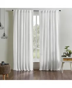 Шторная панель из льна и хлопка Kendall на подкладке с карманом для штанги и потайными задними петлями Ihi Home, white