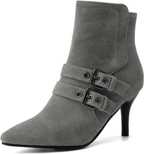 Женские замшевые короткие ботильоны Myallfeet с тонким каблуком, заостренным носком, классические, сексуальные, с боковой молнией, удобные, Grey