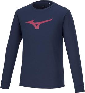 Футболка с длинным рукавом MIZUNO Training Wear, впитывающая пот, быстросохнущая, 32MAA157, унисекс, для взрослых, темно-синий/пурпурный
