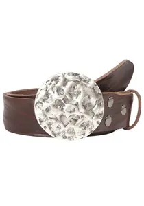 Кожаный ремень LIFE RING by showroom 019° со сменной застежкой "Full Moon Silver" Rettungsring By Showroom 019°, коричневый