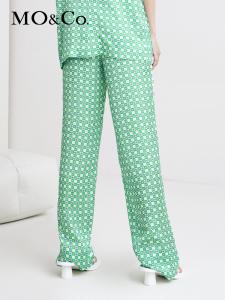 Брюки в клетку Moco с высокой талией, зелено-белый