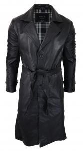 Кожаное классическое панковское пальто длиной 3/4 TruClothing, черный