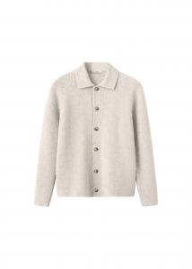 MANGO MAN Кардиган 'Dina' вязаный, светло-серый