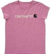 Футболка Carhartt для девочек с короткими рукавами и круглым вырезом, логотипом Core, Agate Snow Heather