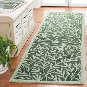 Ковер SAFAVIEH, 69 x 397 см, Rug Jardin Collection Runner, Green, Handmade Wool, Floral Design, Ideal for The Living Room, Dining, Bedroom (JAR753Y)