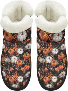 Женские удобные ортопедические зимние ботинки с поддержкой свода стопы, зимние снежные ботинки с мехом, на мягкой подошве EVA, пушистые ботинки Chririnla, Aesthetic Pumpkin