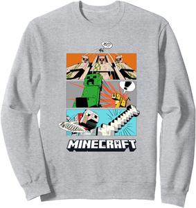 Толстовка с изображением комикса Minecraft Mobs, серый
